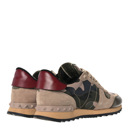 Valentino Garavani Nappa Suede Camouflage Womens Rockrunner Sneakers 38.5 Army Green Beige 4 of 13