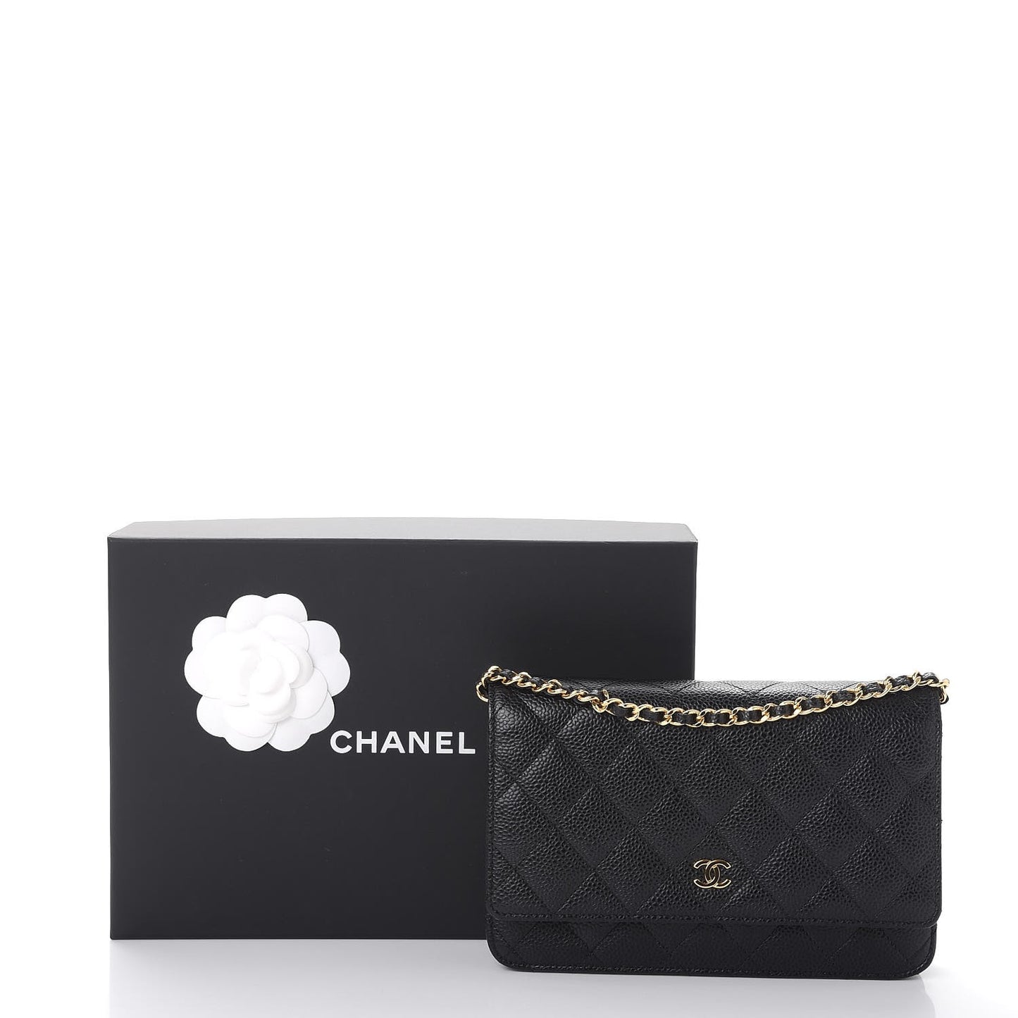 Caviar Quilted Wallet On Chain WOC Black