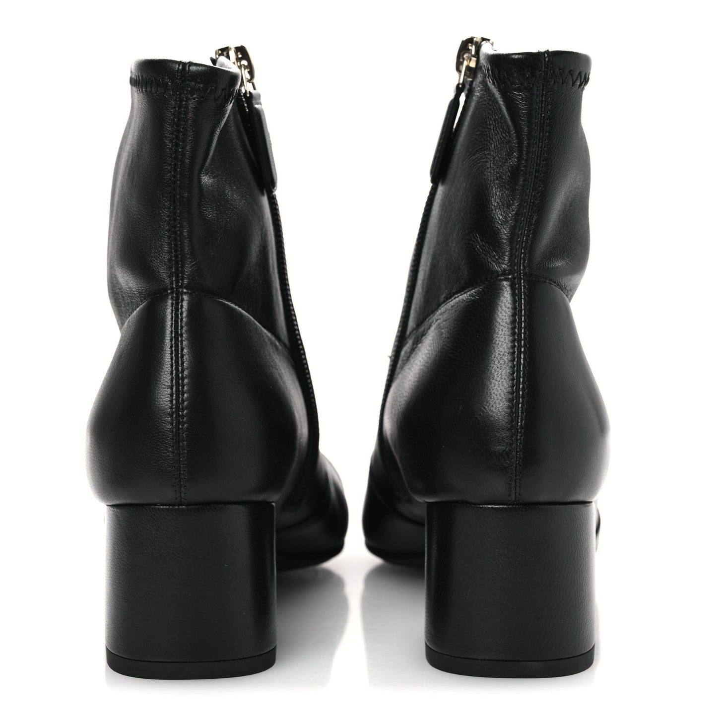 Stretch Lambskin Cap Toe CC Short Boots 36.5 Black