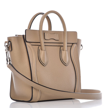 Celine Drummed Calfskin Nano Luggage Dune 3 of 10