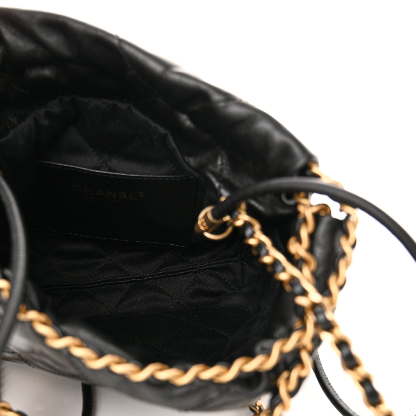 Shiny Calfskin Quilted Mini Chanel 22 Black