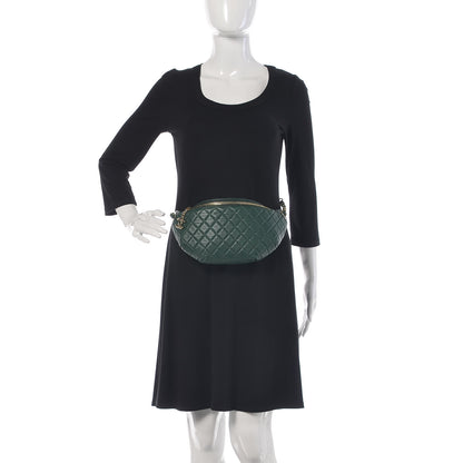 Chanel Calfskin Quilted Banane Waist Bag Fanny Pack Dark Green 2 of 9