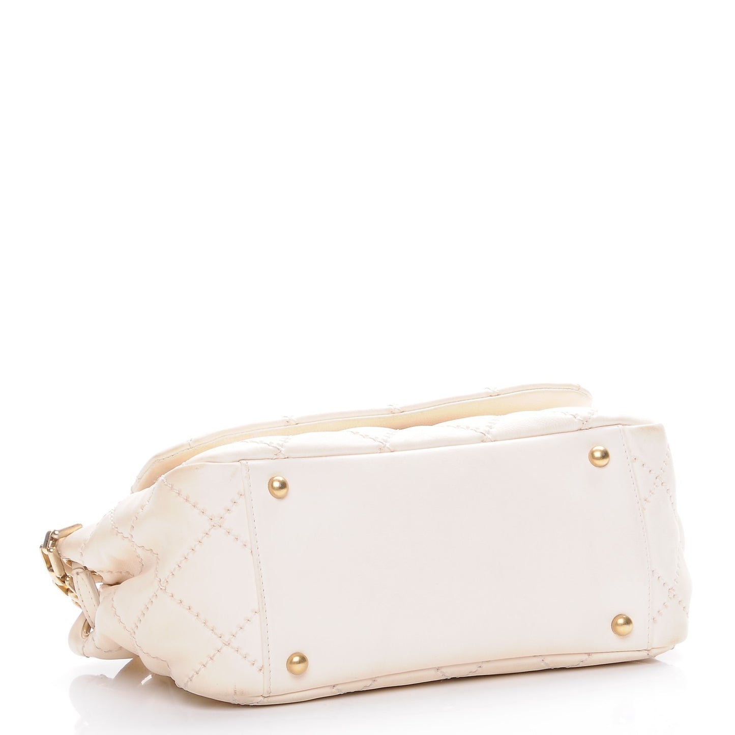 Calfskin Quilted Retro Chain Flap Beige