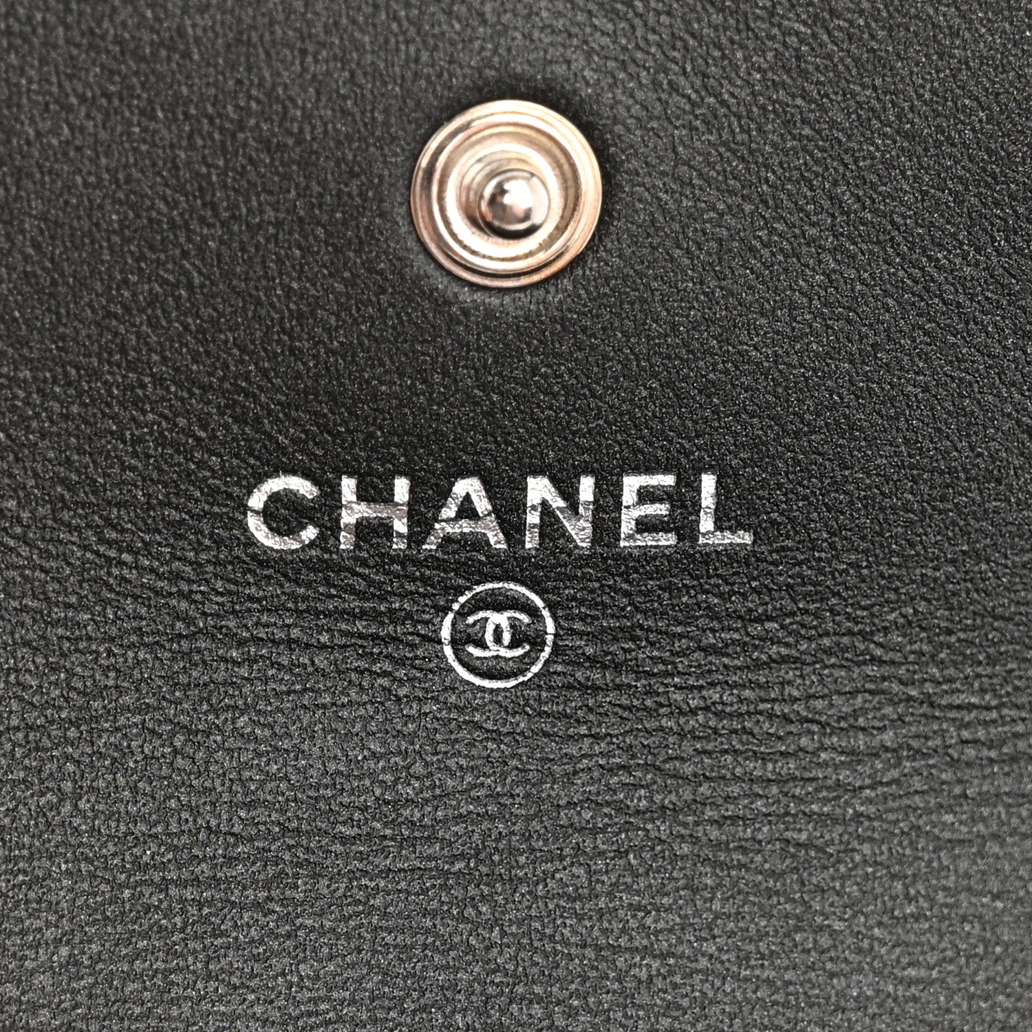 Chanel Goatskin Camellia Embossed Flap Card Holder Wallet Anthracite 6 of 9