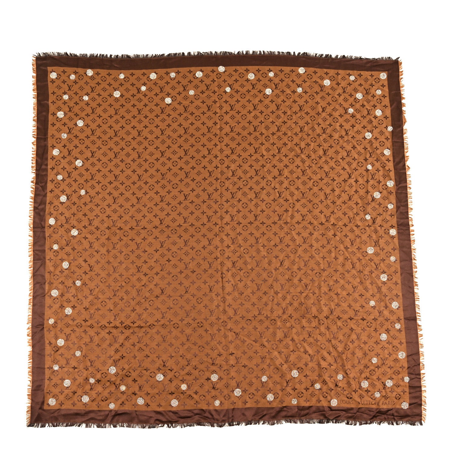 Louis Vuitton Silk Wool Monogram Reverse Dots Shawl Brown 1 of 4