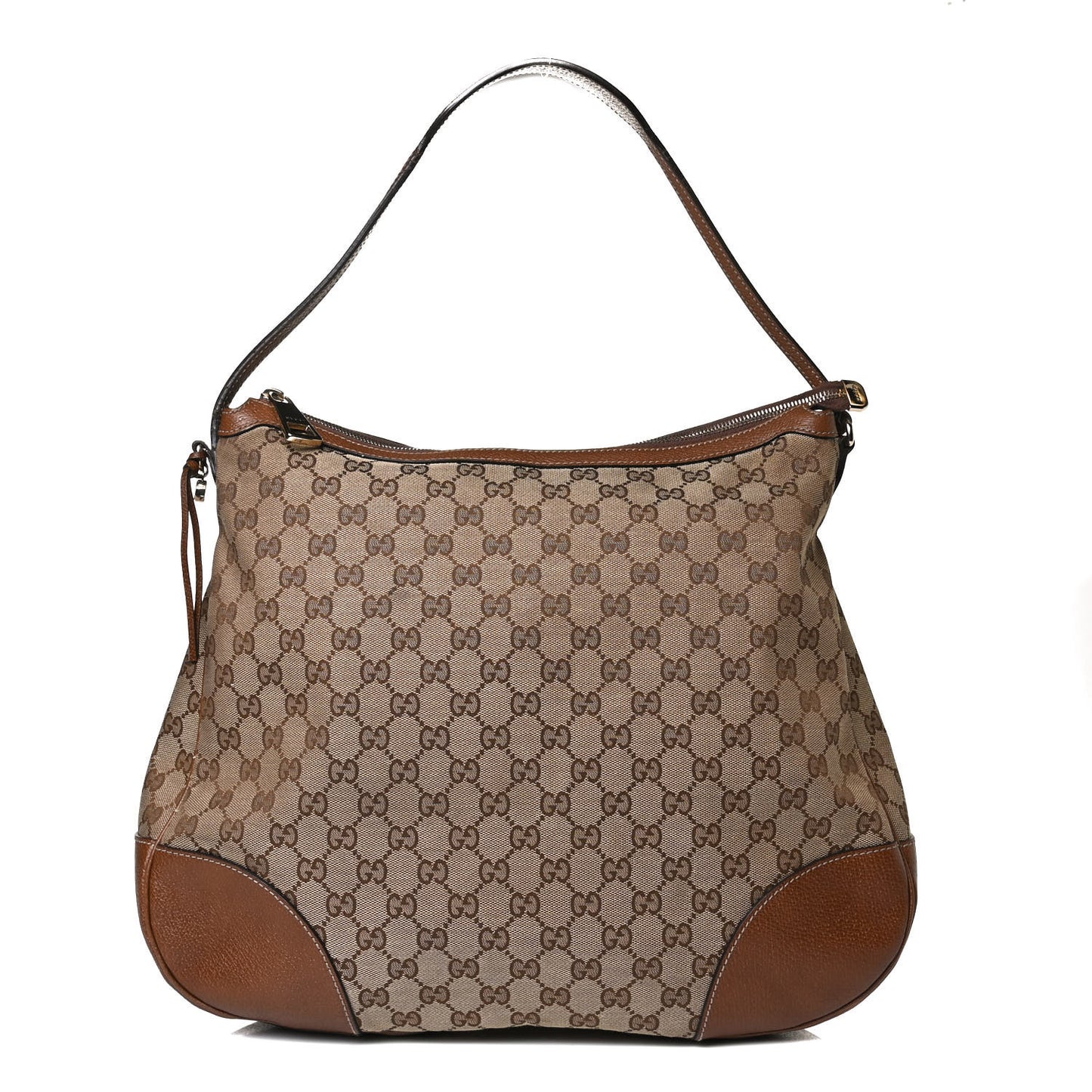 Monogram Textured Calfskin Large Bree Hobo Beige Ebony Nocciola
