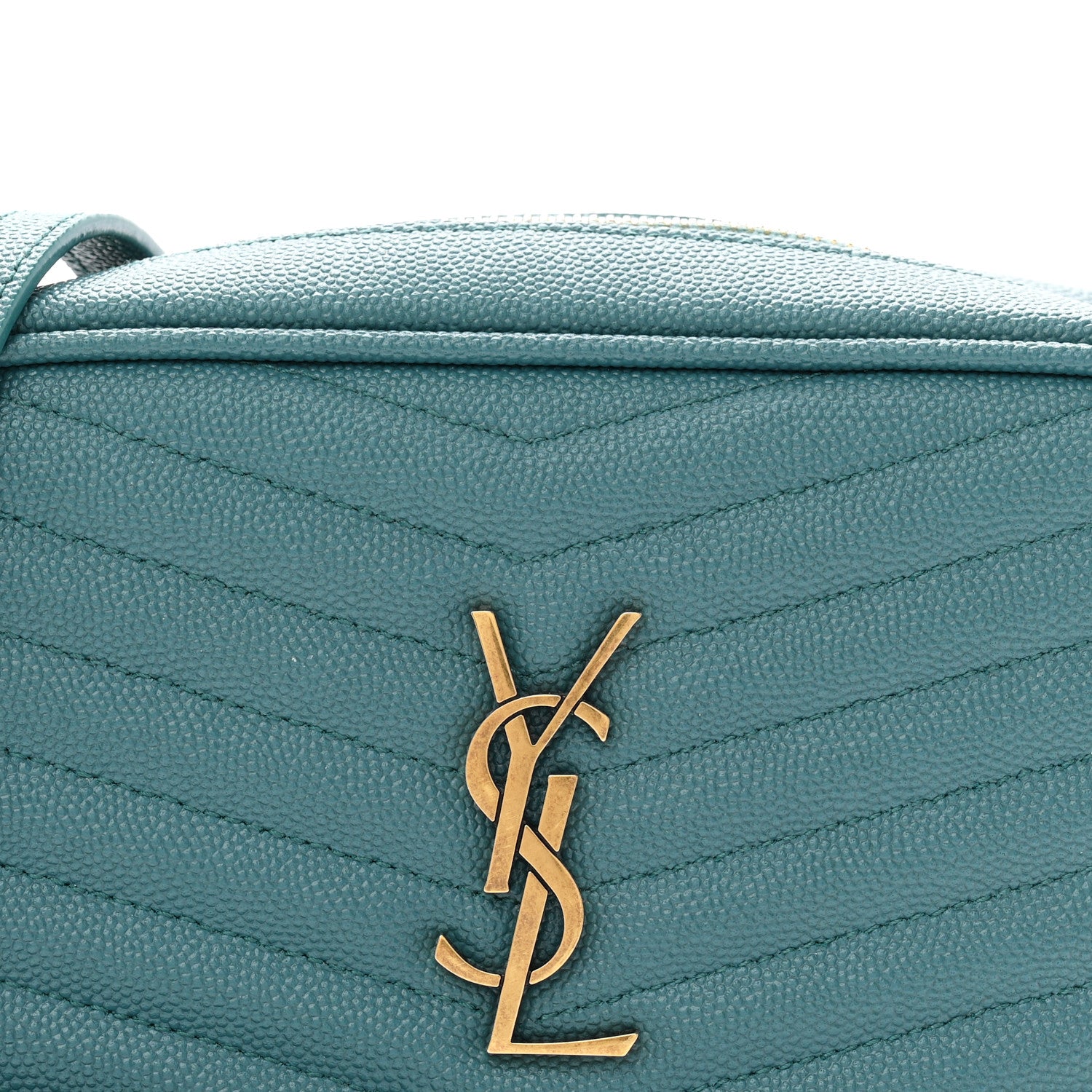 Saint Laurent Grain De Poudre Matelasse Monogram Mini Lou Camera Bag Blue Vert 8 of 12