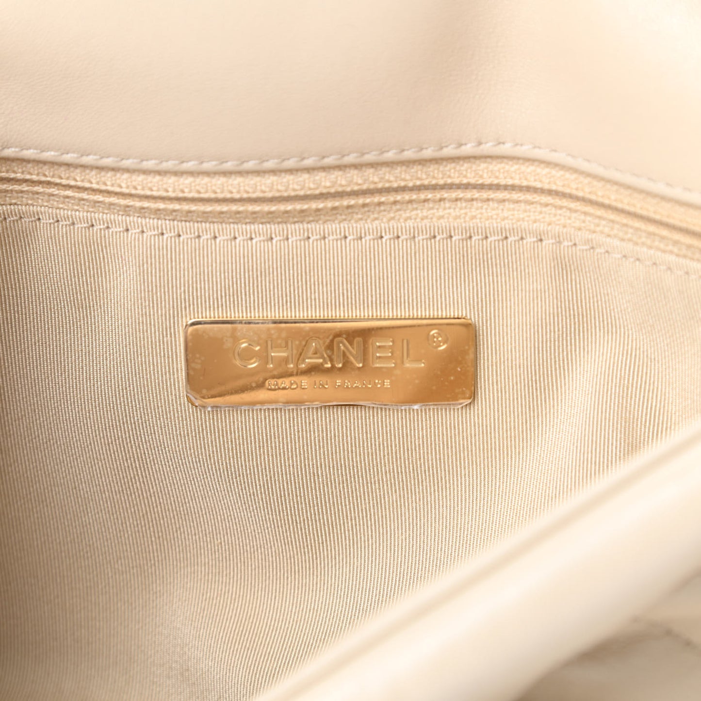 Lambskin Quilted Medium Chanel 19 Flap Beige