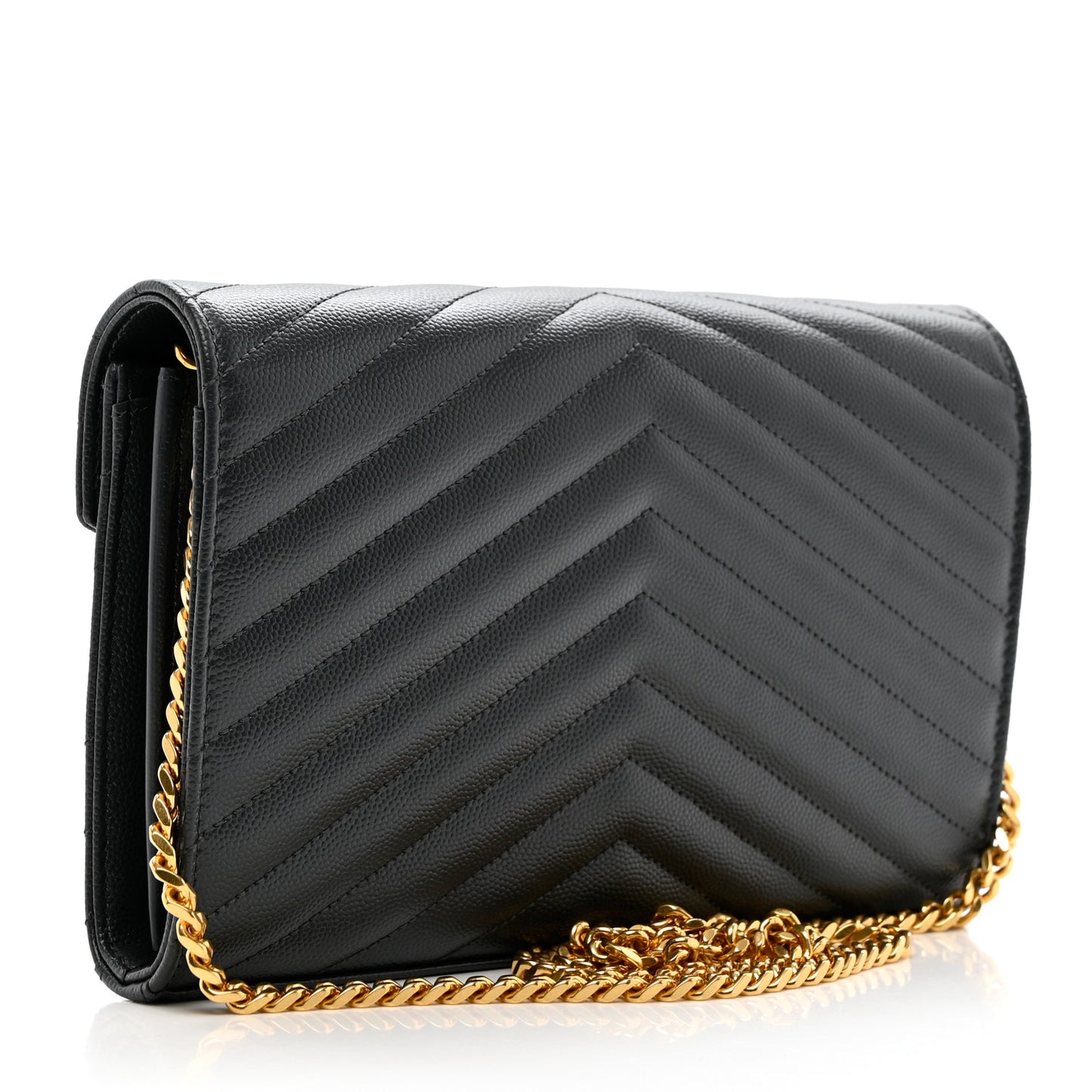Grain De Poudre Matelasse Chevron Monogram Chain Wallet Storm