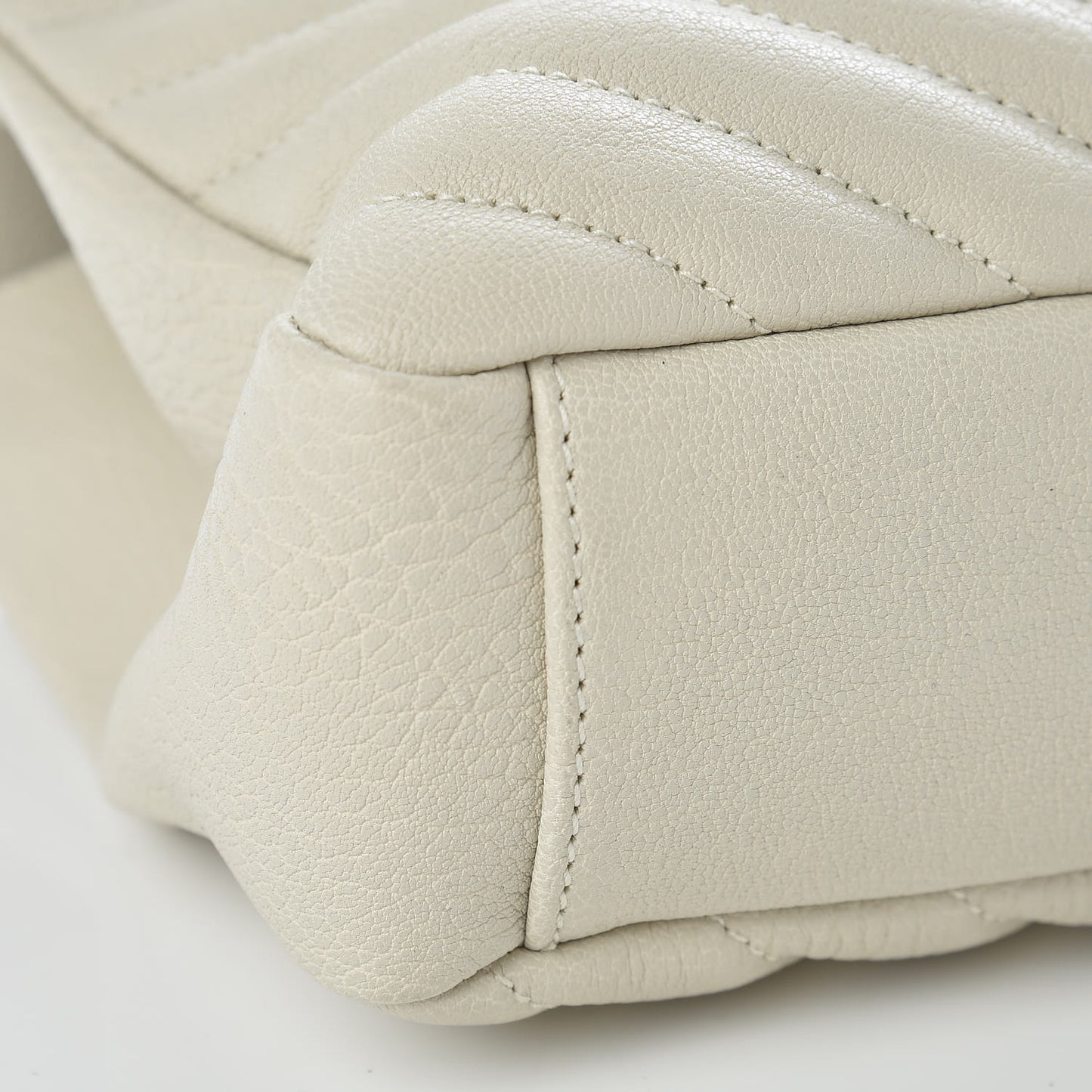 Sheepskin Matelasse Chevron Monogram Medium College Bag Dove White