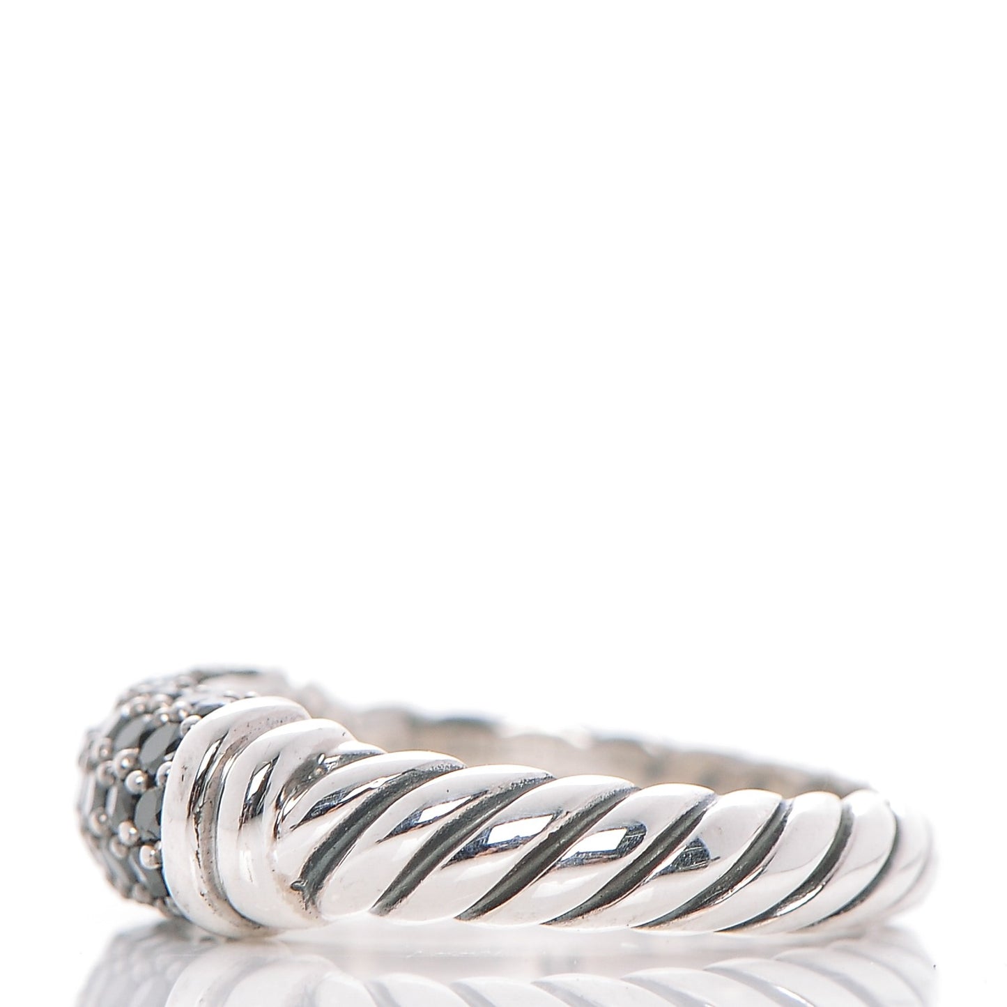 Sterling Silver Black Diamond Cable Candy Metro Ring 5