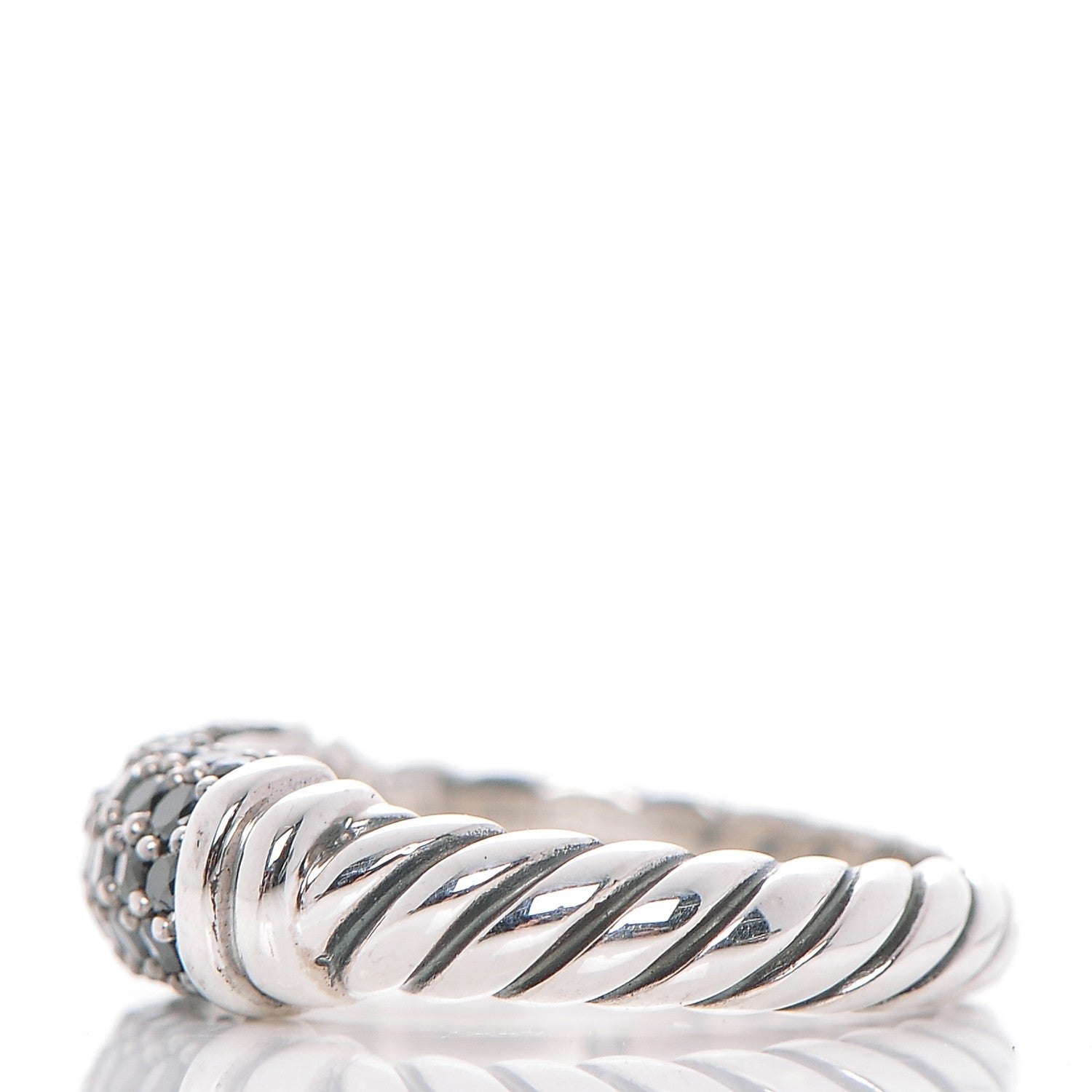 David Yurman Sterling Silver Black Diamond Cable Candy Metro Ring 5 3 of 5
