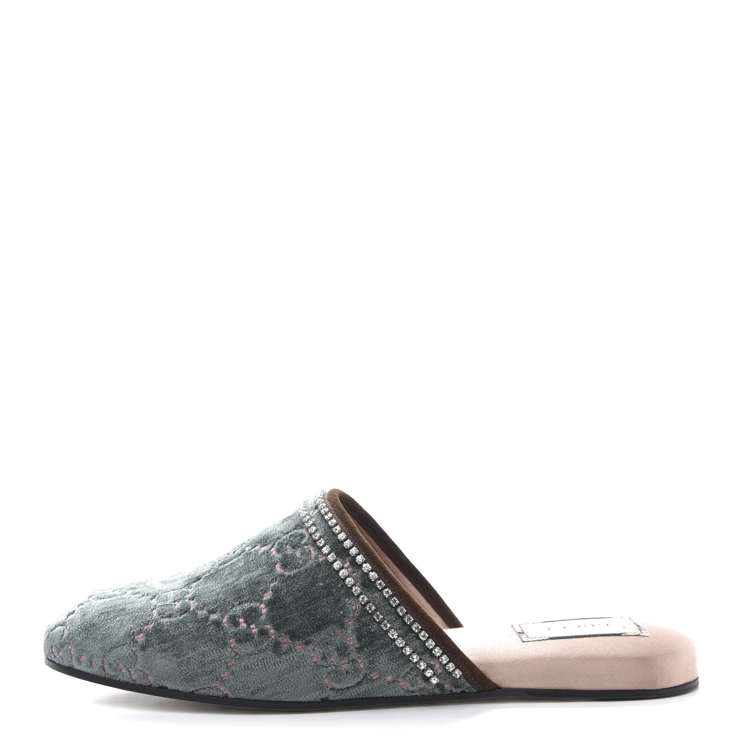 Gucci Velvet GG Monogram Crystal Womens Slippers 41 Avio Dusty Pink Vintage Cocoa 1 of 7