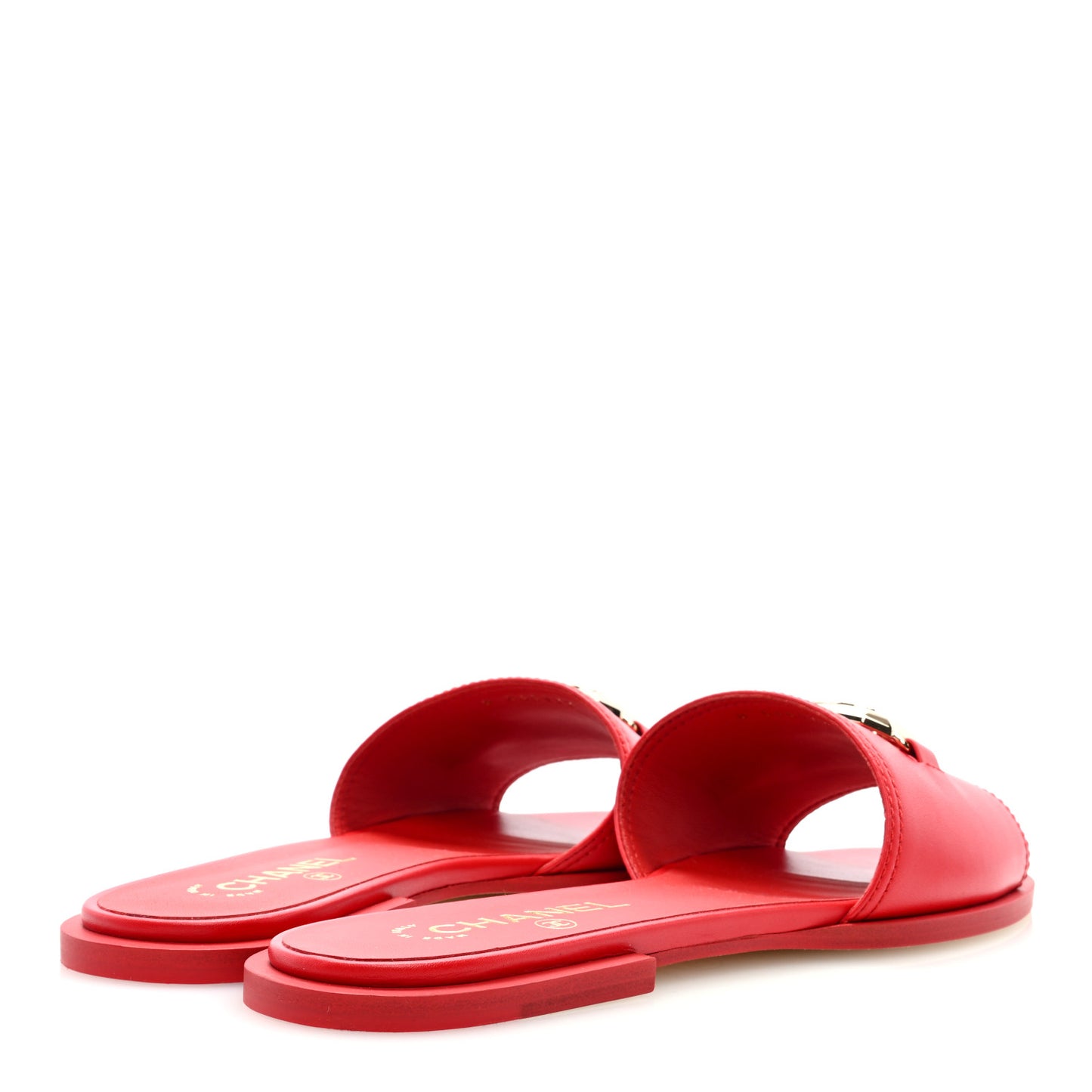 Shiny Calfskin CC Mules 40 Red