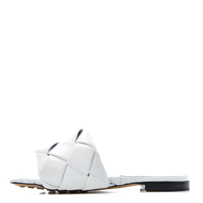 Bottega Veneta Nappa Maxi Intrecciato Lido Flat Sandals 35 Optic White 1 of 9