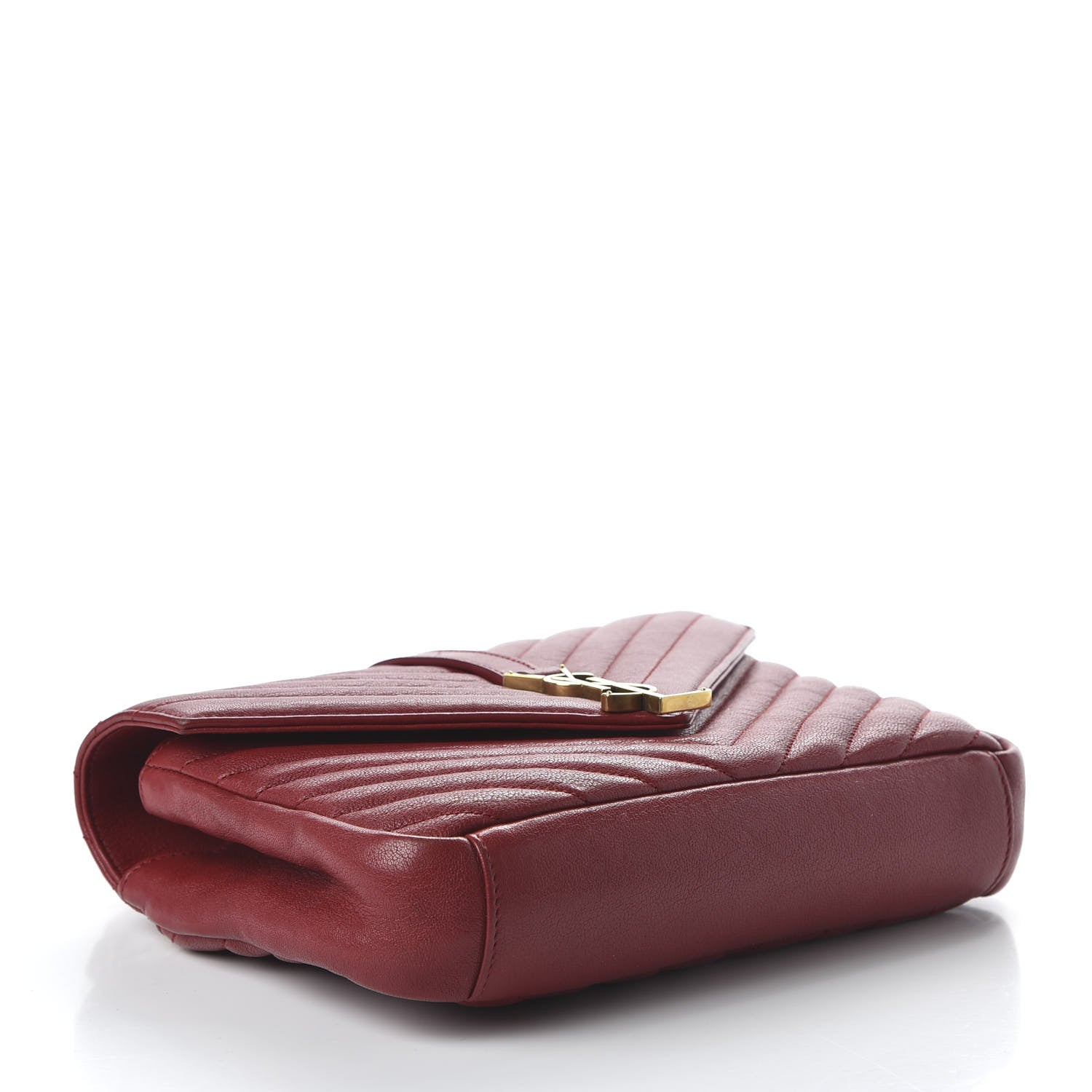 Saint Laurent Sheepskin Matelasse Chevron Monogram Medium College Bag Rouge 4 of 13