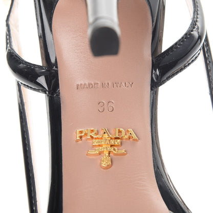 Prada Vernice Patent Bow Strappy Slingback Sandals 36 Black 7 of 9