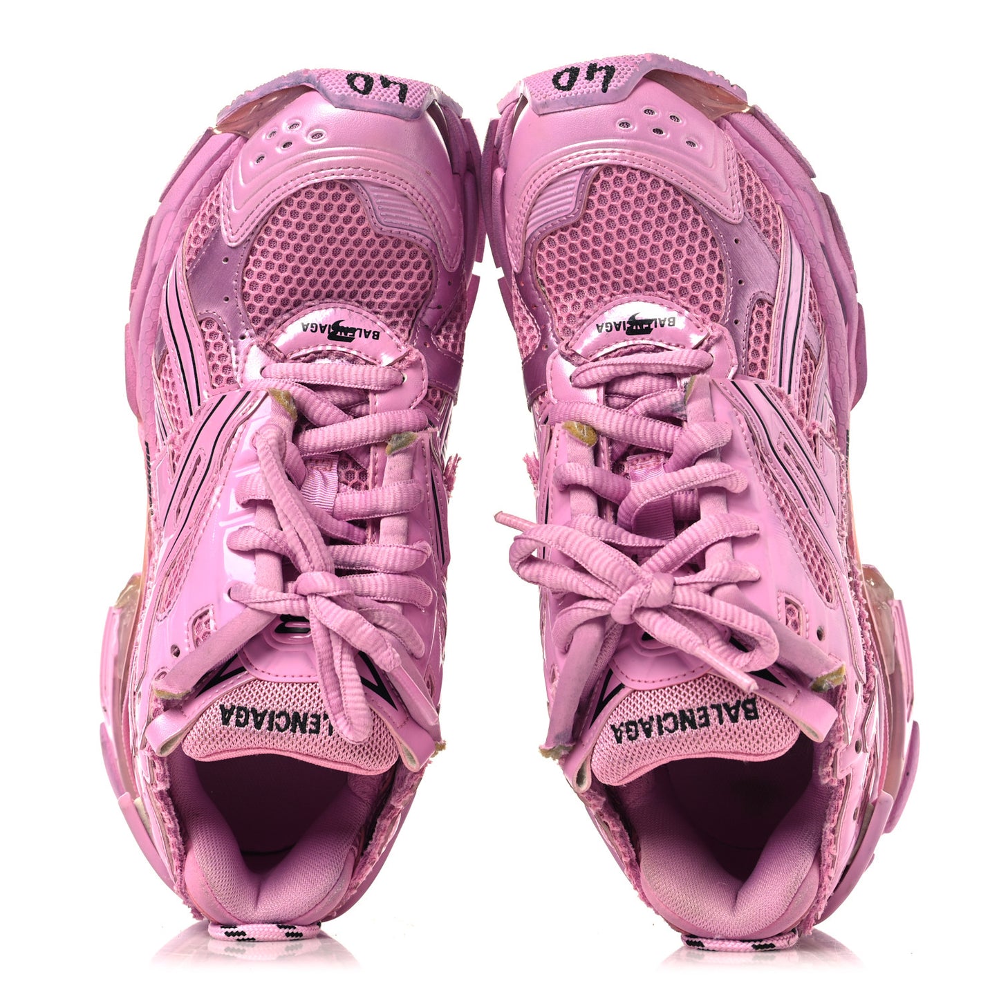 Mesh Rubber Distressed Womens Runner Sneakers 40 Pink