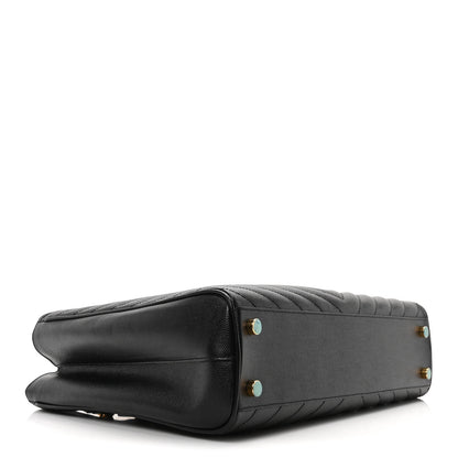 Saint Laurent Grain De Poudre Matelasse Chevron Monogram Shopping Bag Black 4 of 10