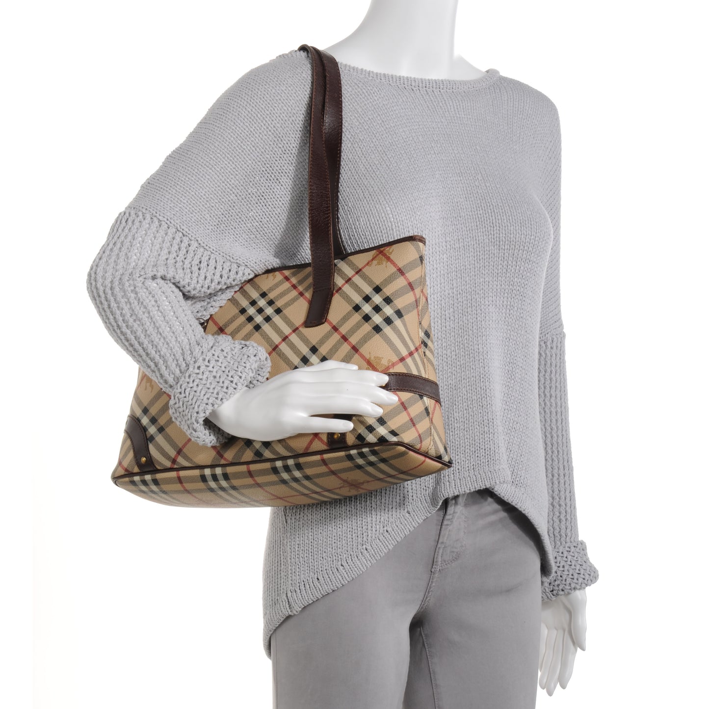 Haymarket Check Studded Tote Brown