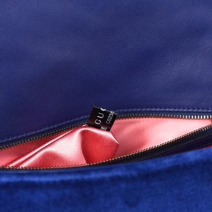 Gucci Velvet Matelasse Medium GG Marmont Shoulder Bag Cobalt Blue 8 of 9