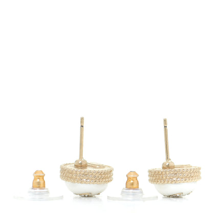 Chanel Pearl Crystal CC Round Earrings Gold 3 of 5