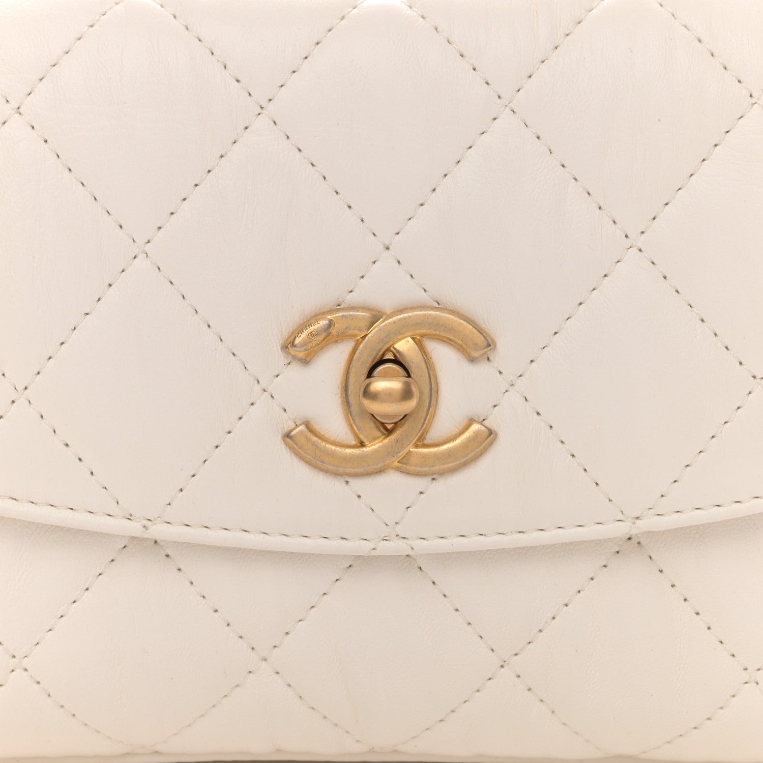Chanel Crumpled Lambskin Quilted Mini CC Links Top Handle Flap White 8 of 9