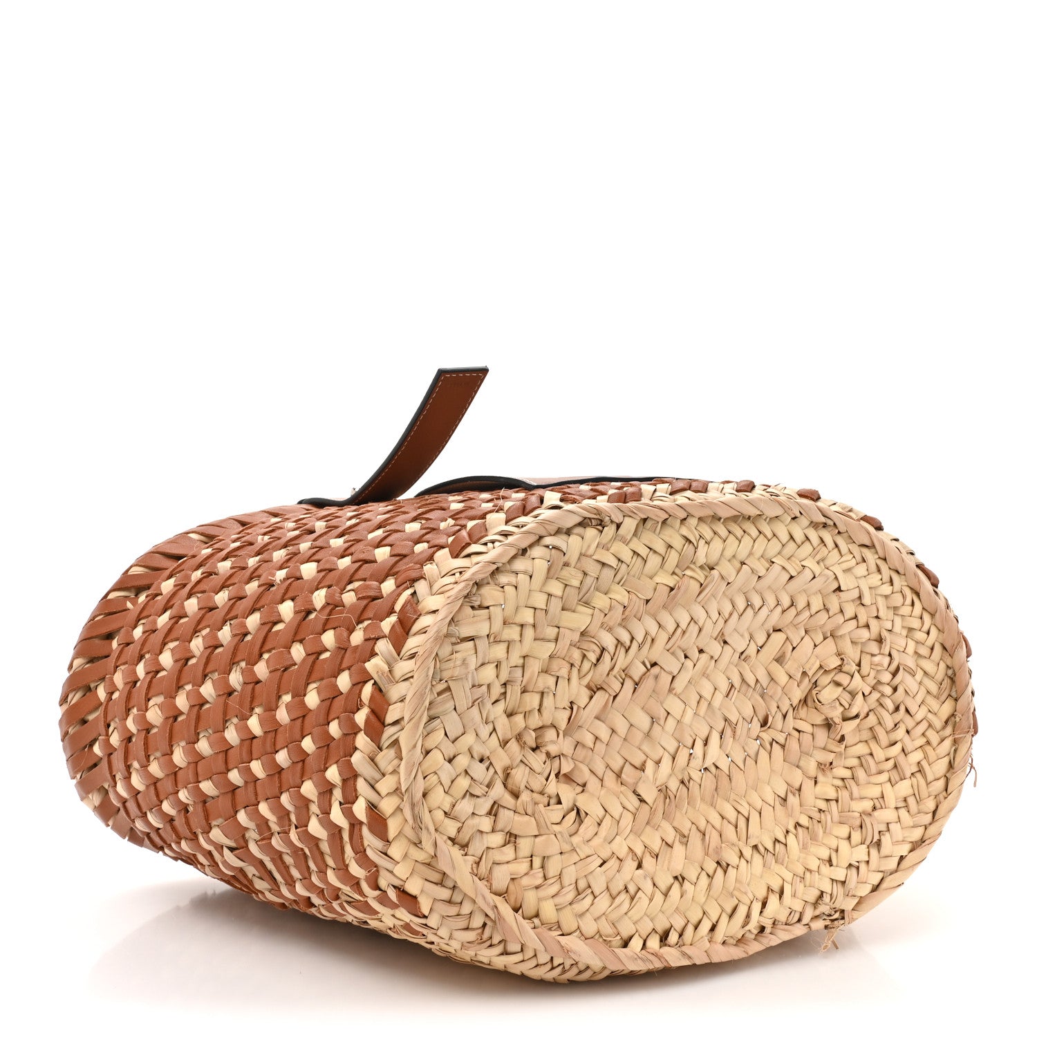 Loewe Raffia Calfskin Woven Basket Tote Bag Natural Tan 4 of 14