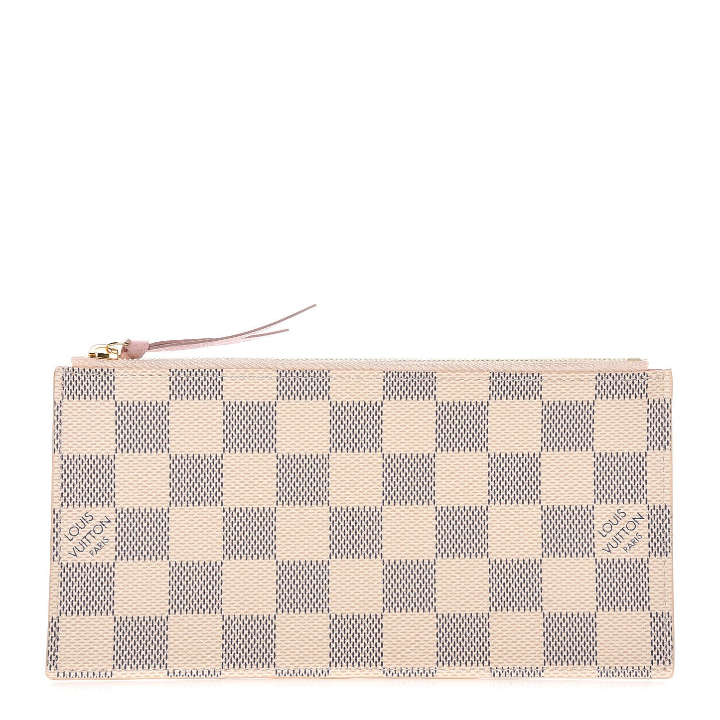 Damier Azur Felicie Chain Wallet Zippered Insert Rose Ballerine