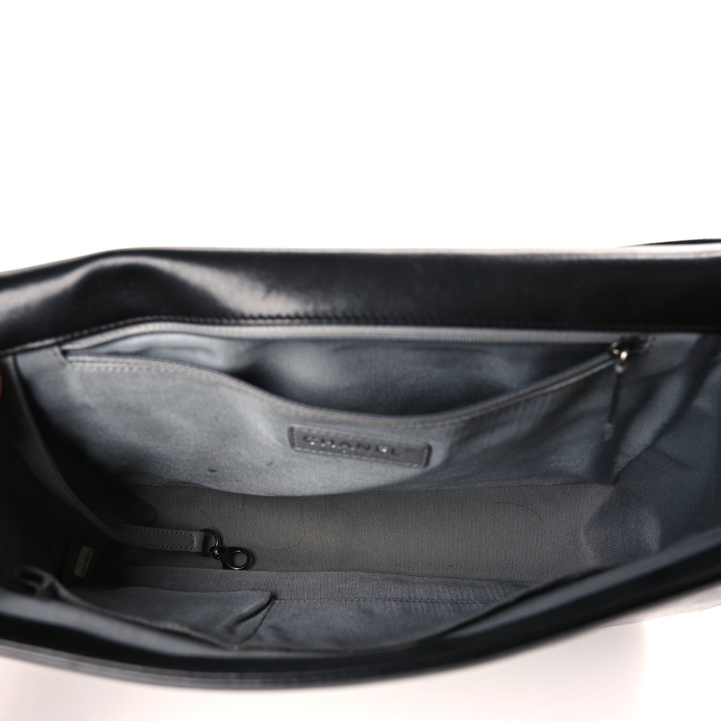 Calfskin Quilted Large Boy Flap Black