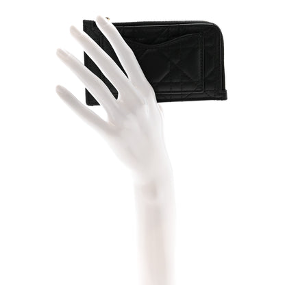 Christian Dior Supple Calfskin Cannage Lady Dior Cosmos Zipped Card Holder Black 2 of 7