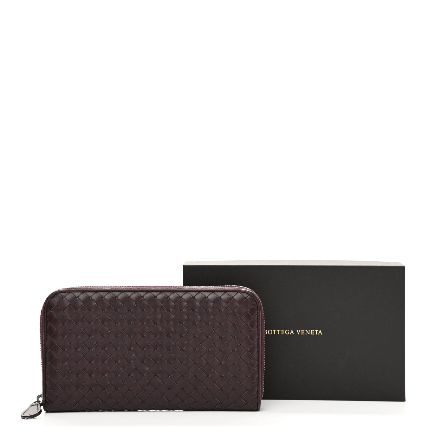 Nappa Intrecciato Zip Around Wallet Aubergine