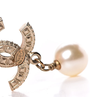 Chanel Crystal Pearl CC Drop Earrings Gold 4 of 4