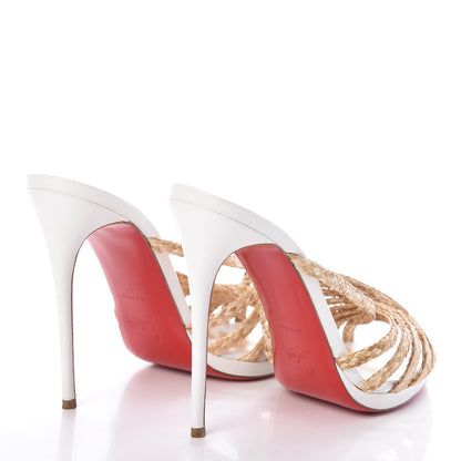 Christian Louboutin Paille Kid Rafimule 120 Slide Sandals 39 Natural White 4 of 10
