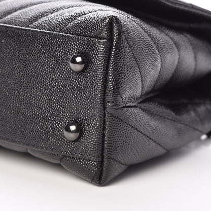 Chanel Caviar Chevron Quilted Mini Coco Handle Flap So Black 9 of 10