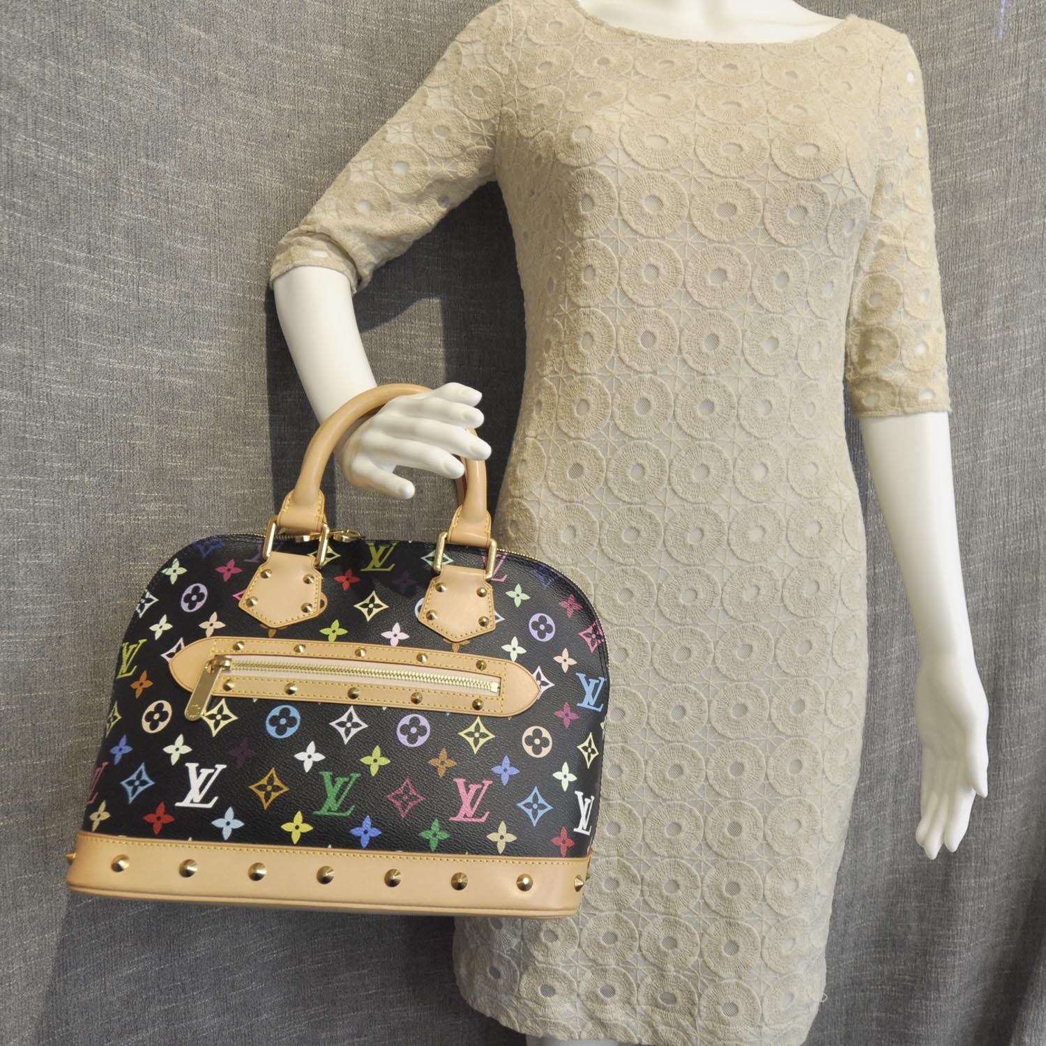 Louis Vuitton Monogram Multicolor Alma Black 3 of 9