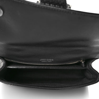 Jimmy Choo Lizard Calfskin Embossed Cheri Top Handle Bag Black 5 of 9