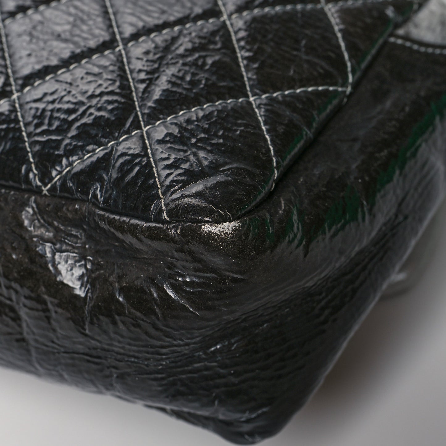 Vinyl Quilted Jumbo Melrose Degrade Flap Black