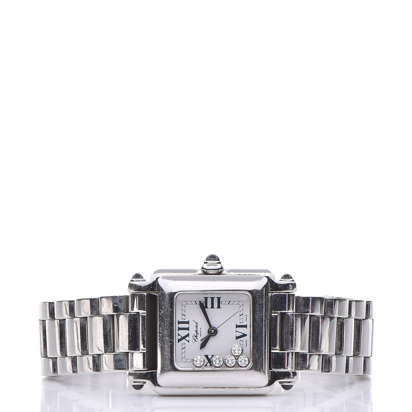 Stainless Steel 5 Floating Diamond 23mm 5 Happy Sport Quartz Watch White 27/8893-23