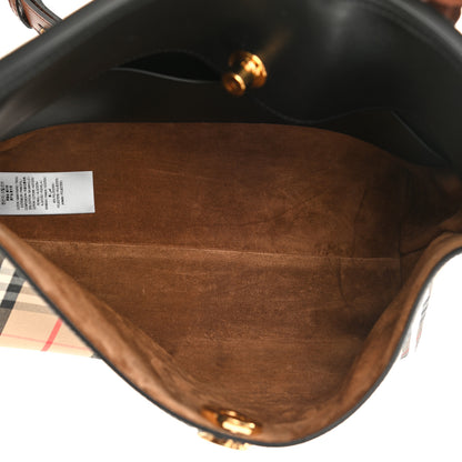 Burberry Calfskin Vintage Check Small Society Top Handle Bag Archive Beige Black 5 of 11
