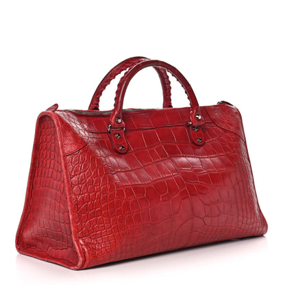 Balenciaga Crocodile Classic Silver Hardware Work Red 3 of 11