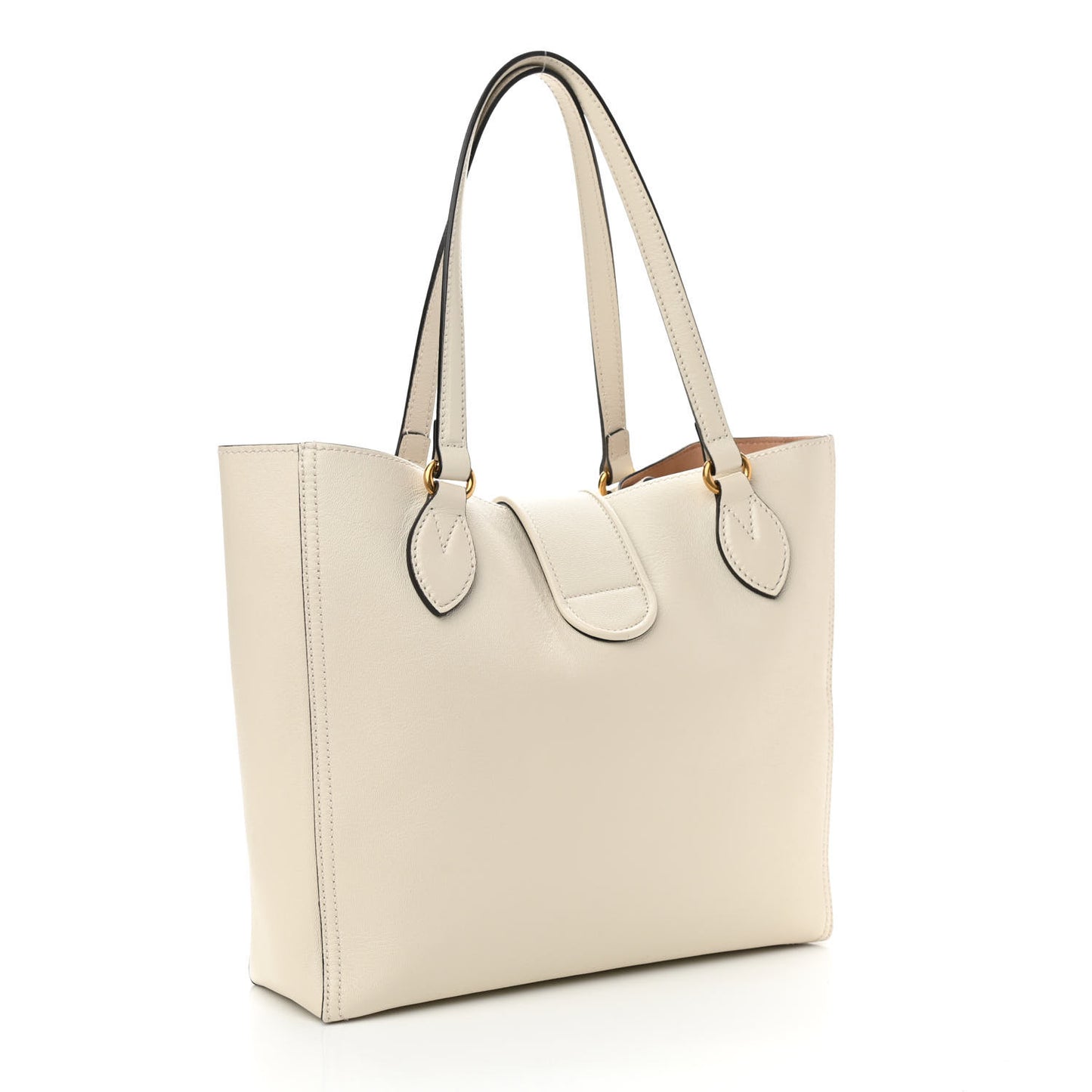 New Sakai Calfskin Lux Small Dahlia Tote Mystic White