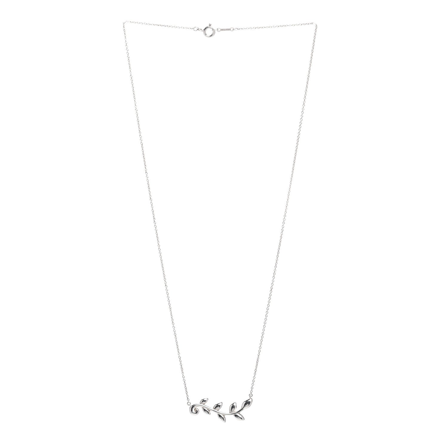Tiffany Sterling Silver Paloma Picasso Olive Leaf Vine Pendant Necklace 3 of 4