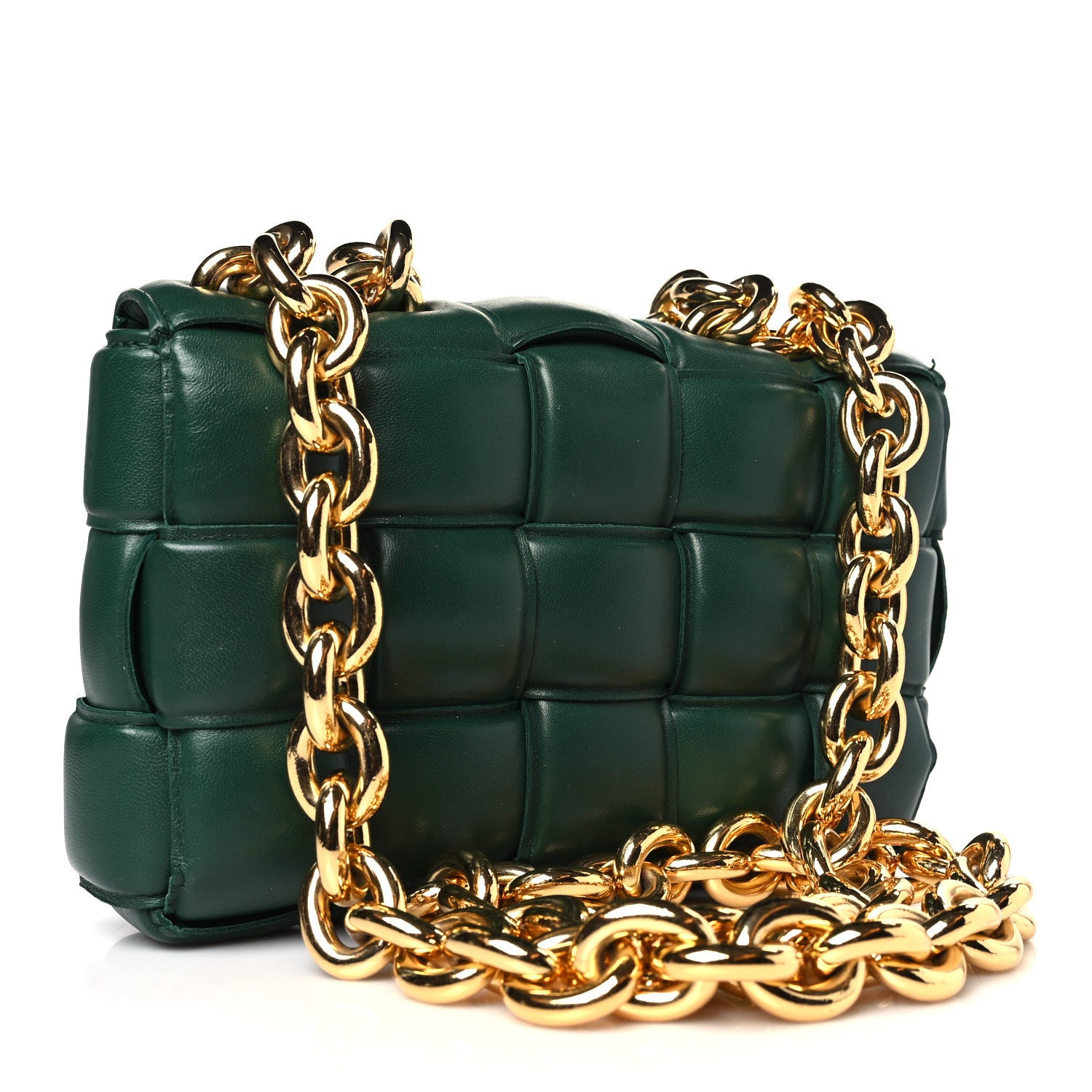 Bottega Veneta Lambskin Maxi Intreccio Padded Chain Cassette Crossbody Bag Raintree 3 of 9