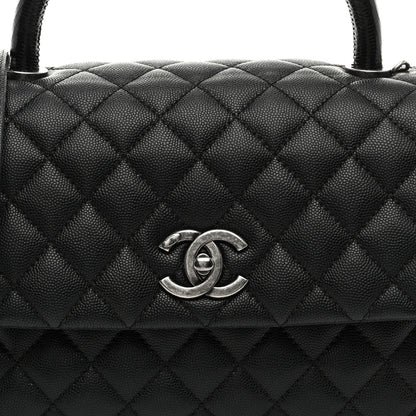 Chanel Caviar Lizard Embossed Quilted Small Coco Handle Flap Black 8 of 10