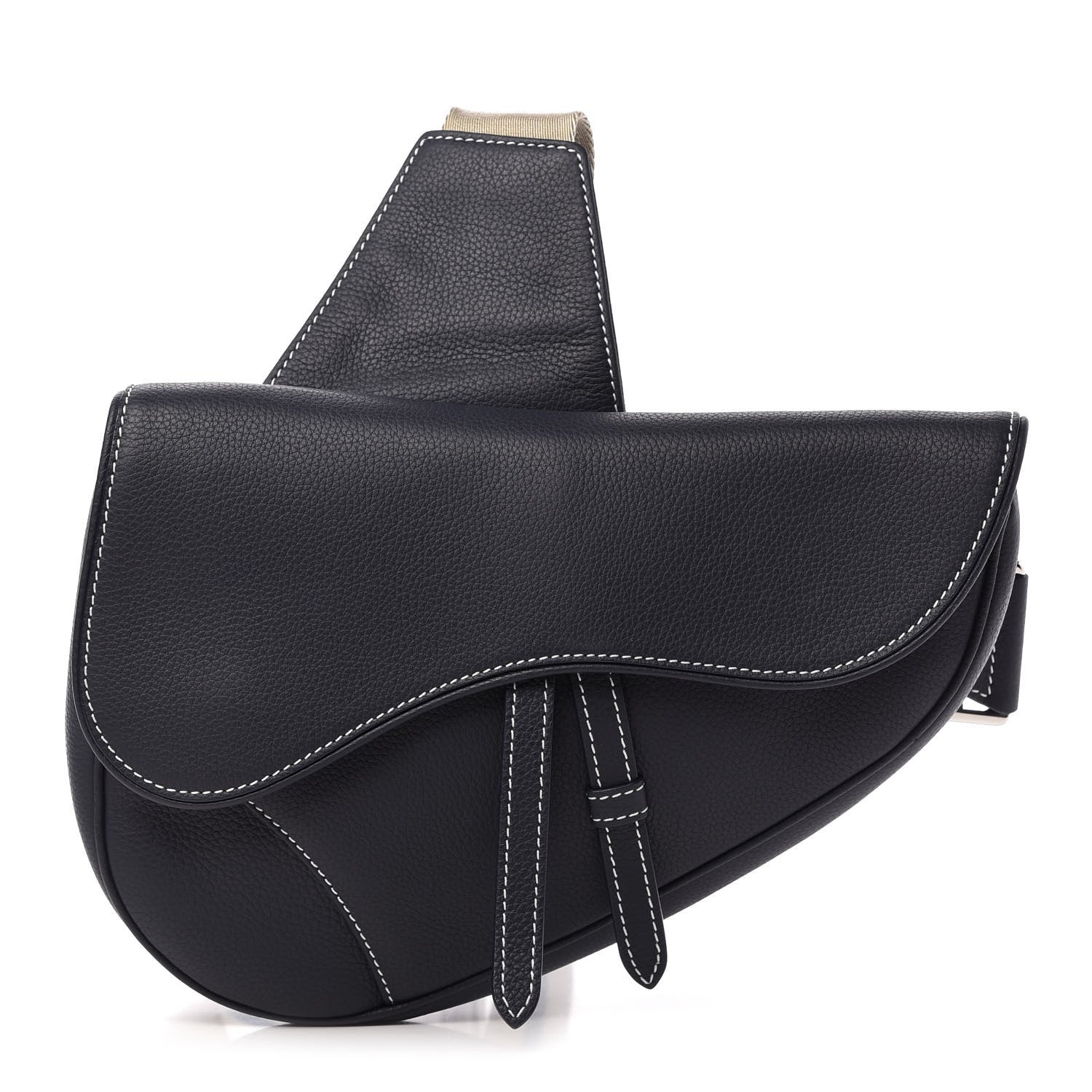 Christian Dior Grained Calfskin Kim Jones Saddle Bag Navy Blue 1 of 11