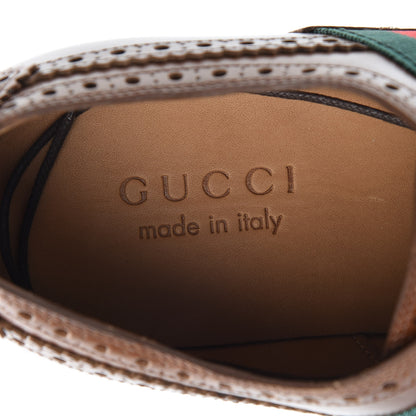 Gucci Calfskin Web Bee Embroidered Mens Lace Up Brogue Wingtip Derby Shoes 7 Cuir 7 of 8