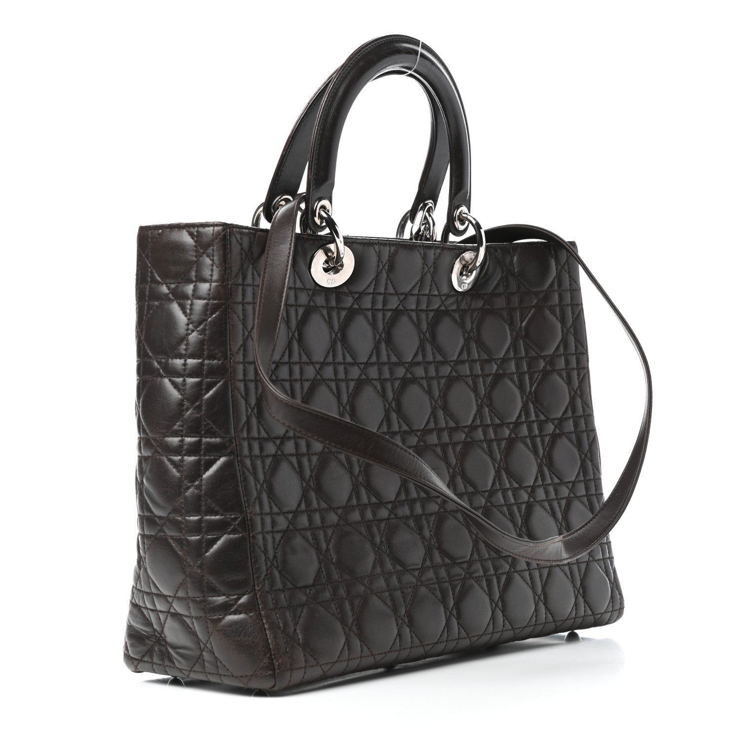 Christian Dior Lambskin Cannage Large Lady Dior Dark Brown 3 of 10