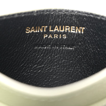 Saint Laurent Grain De Poudre Matelasse Chevron Monogram Credit Card Case Light Sage 6 of 7