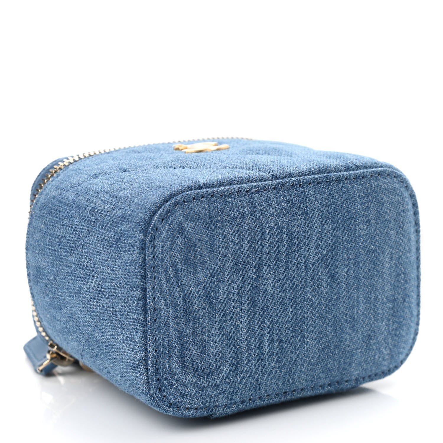 Chanel Denim Quilted Mini Pearl Crush Vanity Case With Chain 3 of 11